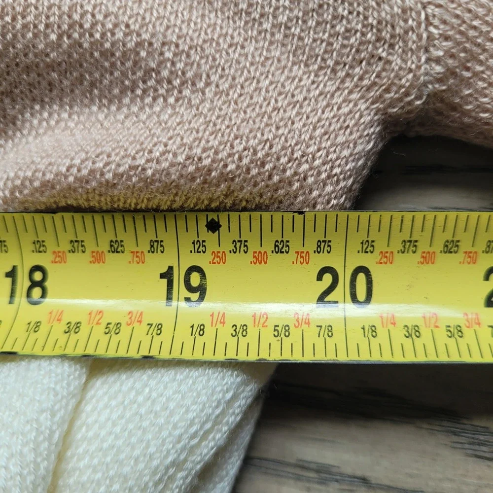 alredine Ivory Beige‎ Gray Knit Pullover Sweater Colorblock Striped Crew L Women